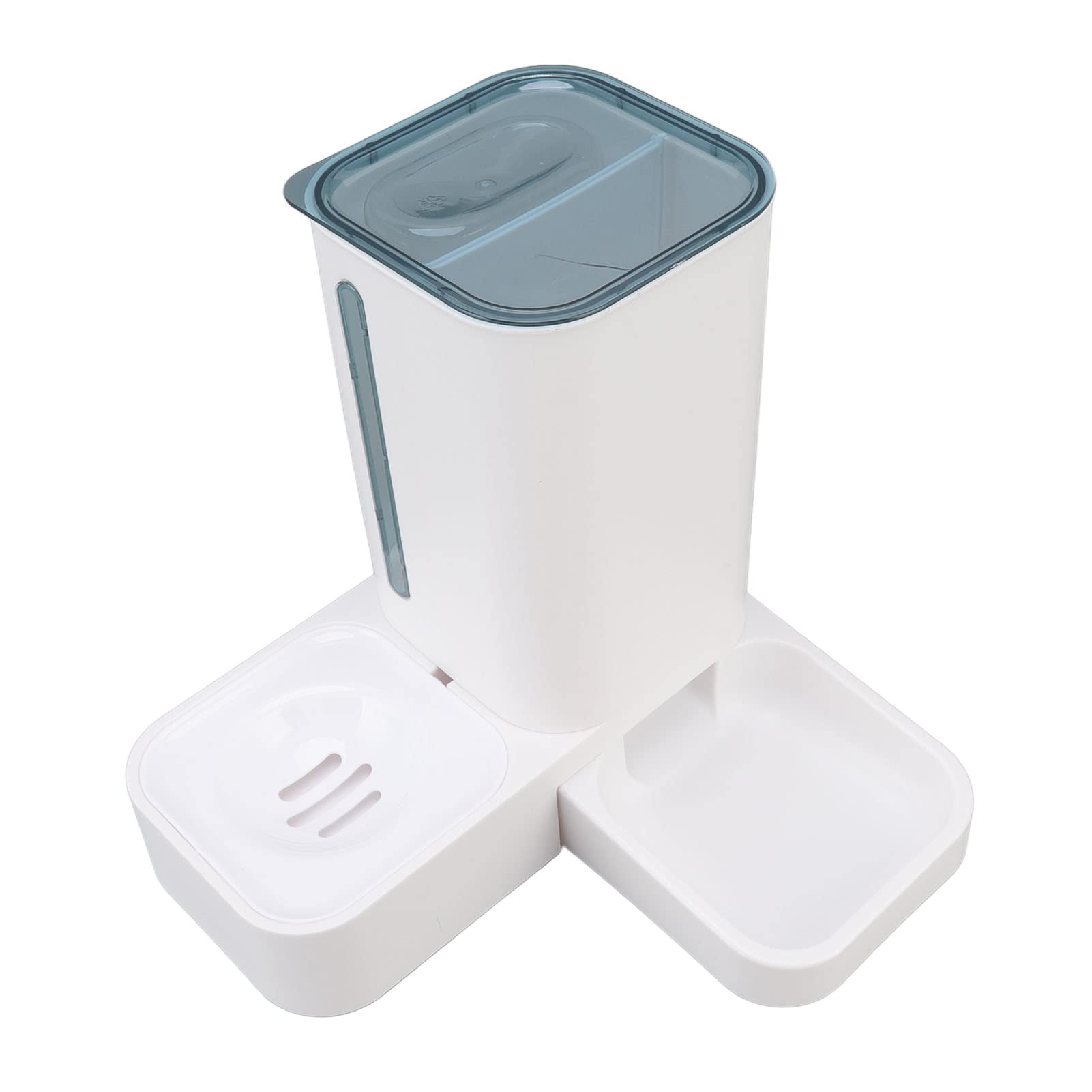 2 en 1 Dispensador Automático para Mascotas, Comedero y Bebedero por Gravedad, Capacidad Grande (1,5 L Agua + 1 kg Comida), Ventana Visual de Residuos, para Gatos y Perros Medianos