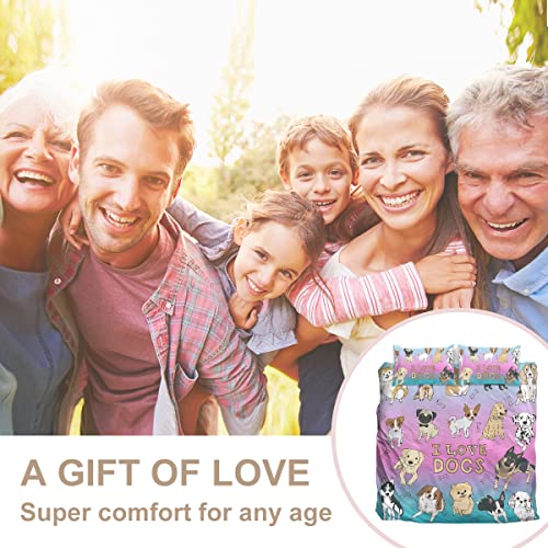 Sleepwish Dog Bone Print Bedding Kids Puppy Duvet Cover For Girls Boys Cute Animal Bed Set I Watercolor Dog Lover Bedroom Gifts Blue Purple Pink (3 Piece, Twin Size) #TOP5