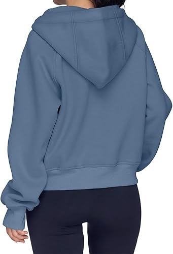 Vista 2 de Lapeter Scuba Dupes - Sudadera con cremallera de un cuarto para mujer, manga larga, forro polar, con cremallera, sudaderas con capucha para mujer