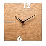 Hochwertiges geräuschloses Uhrwerk aus Quarz, kriechende Sekunde, kein lästiges Ticken garantiert - handgefertigter Zeiger aus echtem Birkenholz, Sekundenzeiger aus eloxiertem Alu in rot