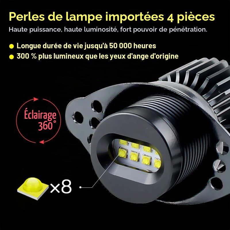 ETomey Angel Eyes 1 Ensemble 80W Ange Yeux marqueur Anneau Ampoule adapté à l'utilisation for BMW E90 E91 318i LCI 09-11 DRL sans Erreur Style de Voiture LED Angel Eyes