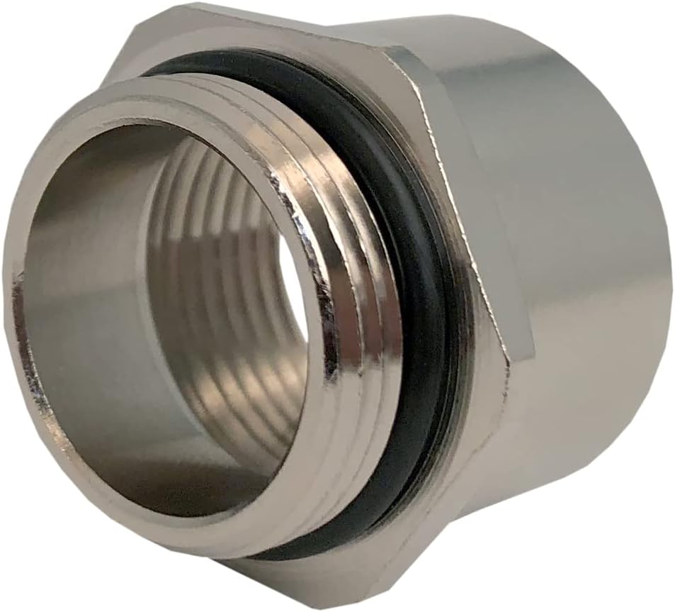 AM-3210-BR, Nickel Plated Brass Thread Adapter M32 x 1.5 to 1" NPT Threads (2 Items)