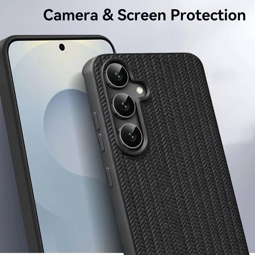 Image of DIZORO Rugged Textured Back Cover Case Compatible for Samsung Galaxy S25 Anti-Slip Soft TPU Shockproof Cover | Slim Lightweight Protective Back Case-Black