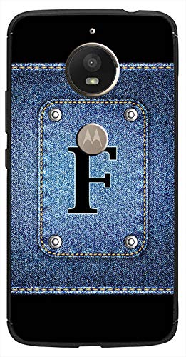 Image of Amazon Brand - Solimo Designer Button Jeans Alphabet-F Printed Soft & Flexible Hybrid Back Case Mobile Cover for Motorola Moto E4 Plus