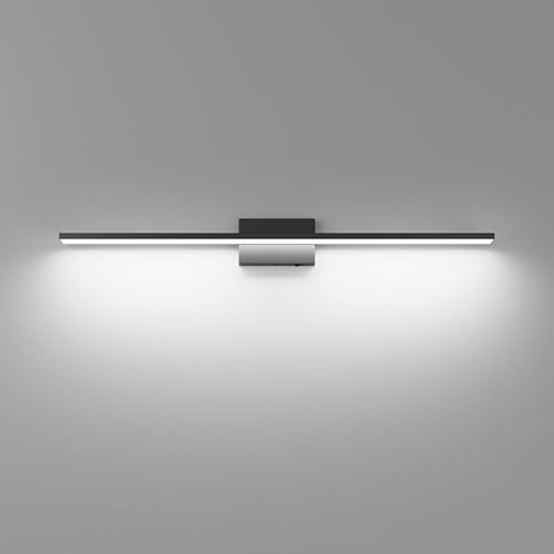 Miniatura 7 de Ralbay - Barra de luz LED de tocador de baño de 40 pulgadas, 30 W, acrílico, moderna, mate, negra, regulable de 5 temperaturas de color, accesorios