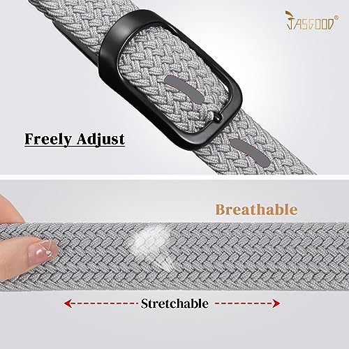 Image of JASGOOD Stretch Belt for Men, Men Women Elastic Woven Braided Belt 1 3 /8 Casual Belt Golf Belt for Jeans Pants