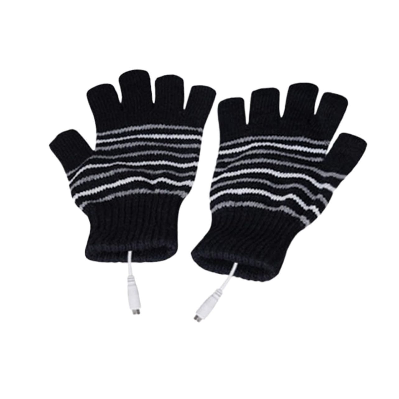 KICHOUSE 1Pair Heated Mittens Powered Half Finger Gloves for Winter Energy Saving Hand Warmer with Fast Heating Fashionable Design for Typing and Outdoor Use Black