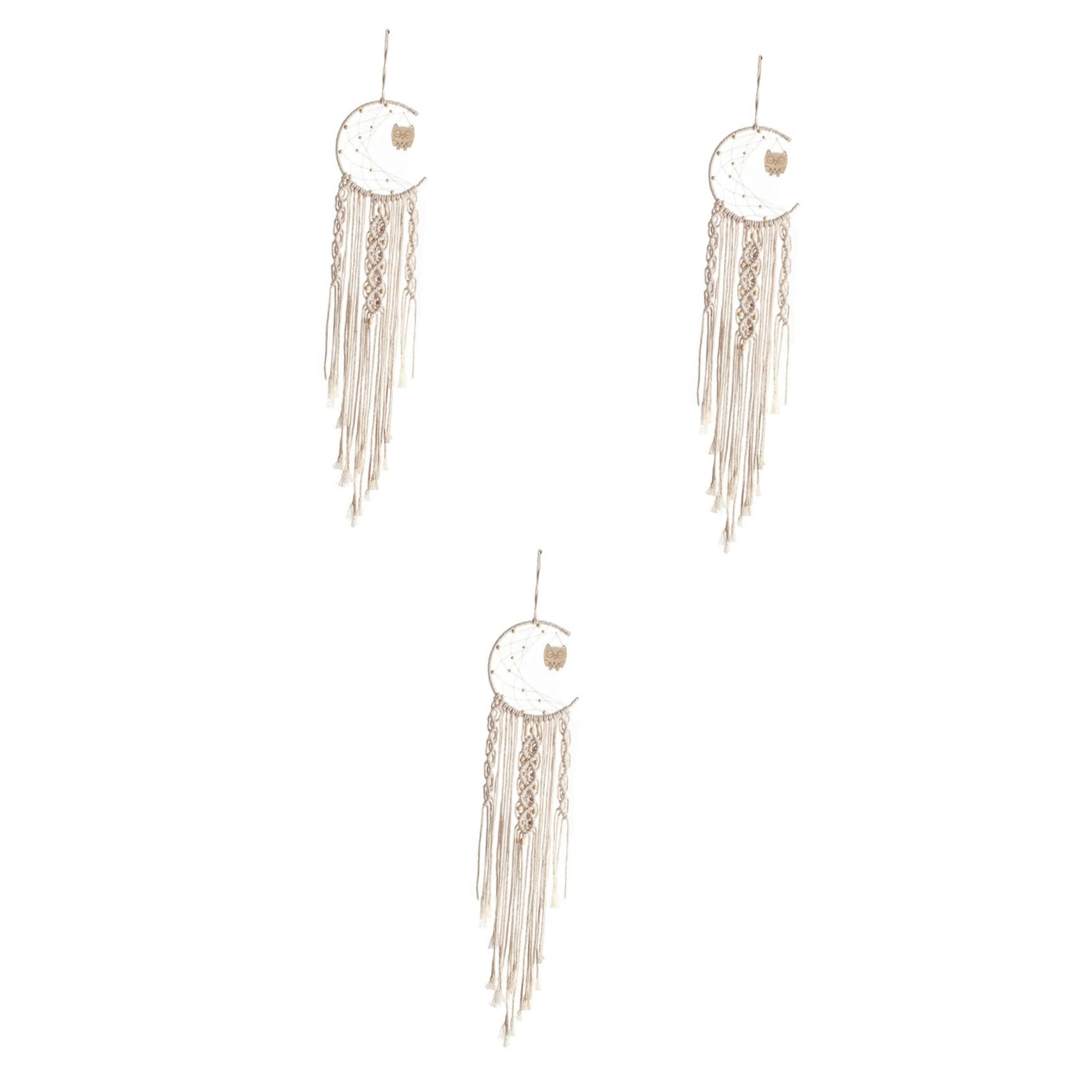 Attrape-rêves macramé hibou TOPBATHY de 3 pièces pour décoration murale