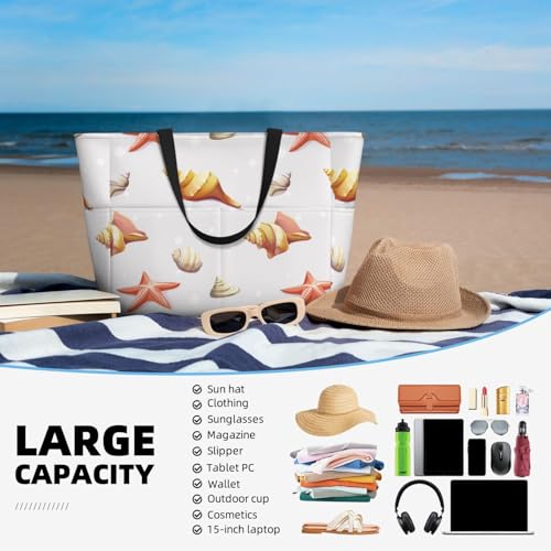 Conch Shells Print No.902 Large Beach Bag Waterproof Sandproof Swim Tote Pool Bag For Women With Zipper4