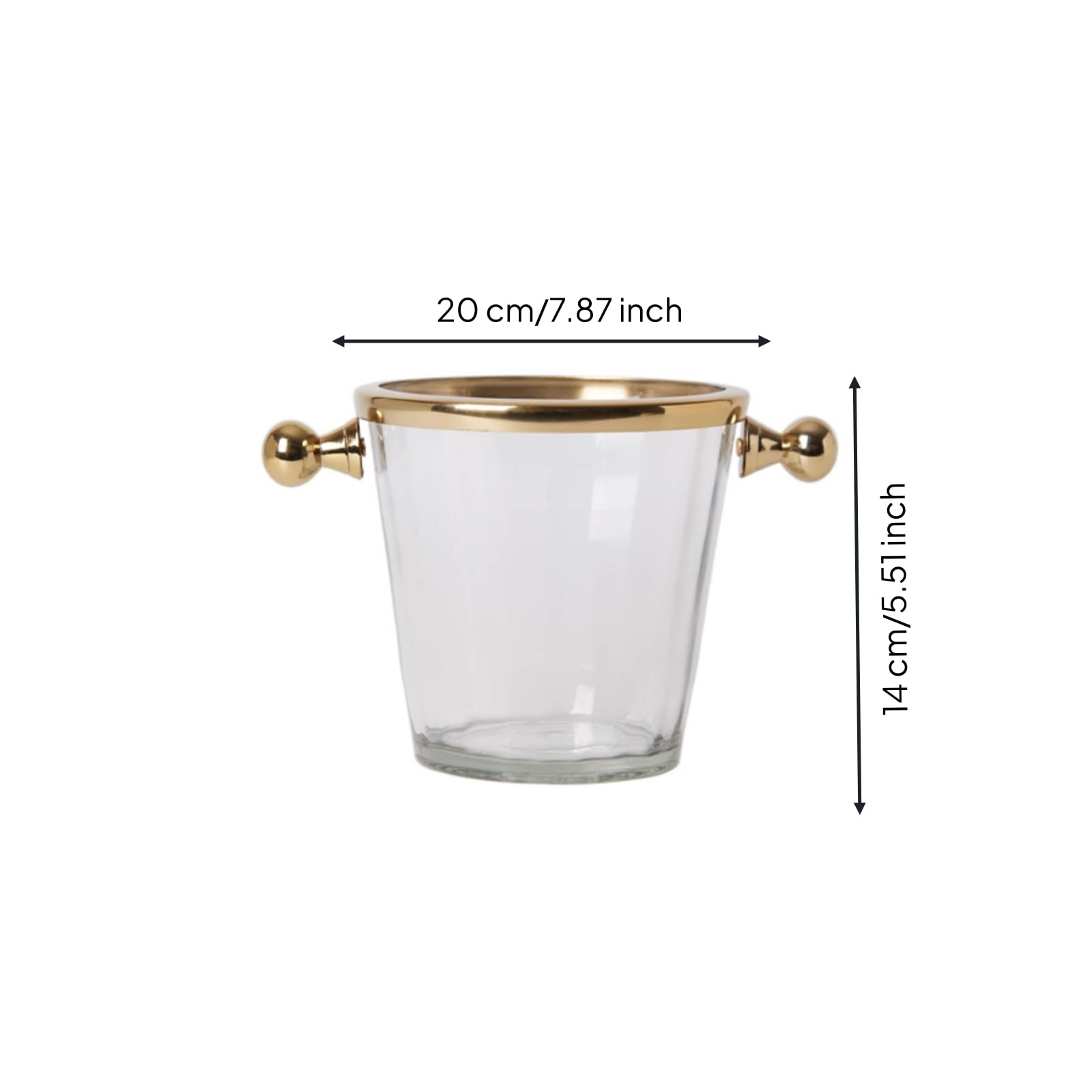 Cubitera Cubitera con Aislante Cubo Bebidas con Transporte para Invitados, Bar Doméstico, Reuniones, 20 14 H14cm, Cubo De Hielo De Vidrio De Latón