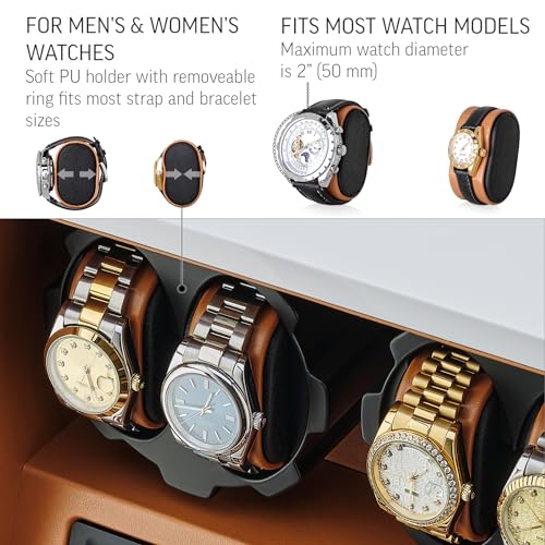 Image of 4 Watch Winder with 5 Watch Storage Space, LCD Display, Touch Control and Interior Light