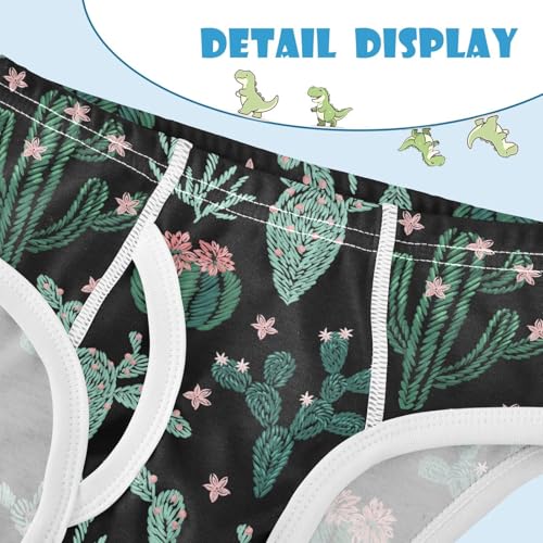 visesunny Boys Cotton Underwear Cactus Plant Black Floral Summer Printed Toddler Soft Training Briefs Size 2T-8Y for Kids4