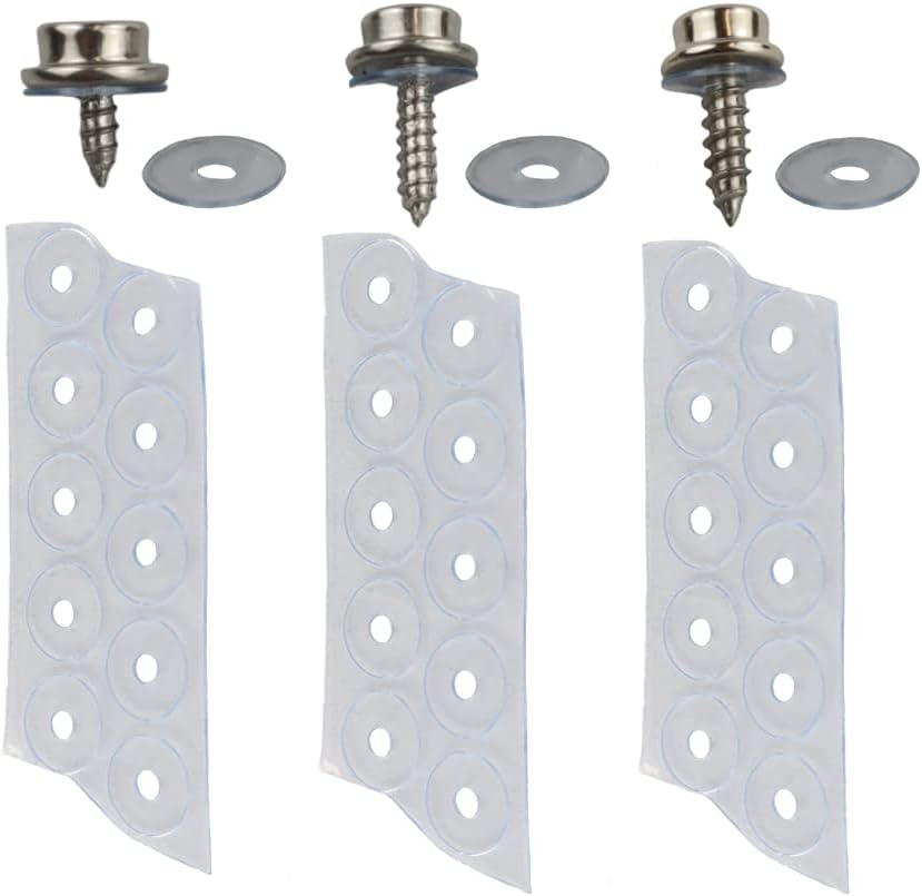 EZ-Xtend Stainless Steel Screws Marine Grade KIT Boat Cover Snaps. Premium Snap Button Kit Includes 3 Sizes of Screw in Snap Fasteners and 30 Flexible Clear PVC Vinyl Backing Washers Fastener Hardware