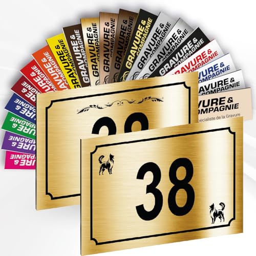 Numéro De Maison Déco Personnalisable – Plaque De Numéro De Rue PVC Extérieur - Logo Ou Motif Et Numéro Gravé – Fixation Adhésif Ou Trous Ou Cache...