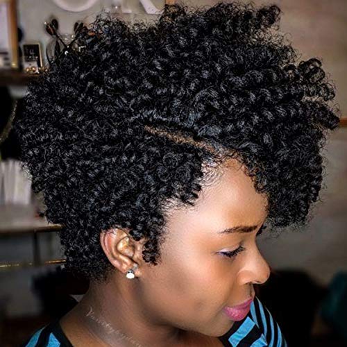 Miman 5Packs 10'' Short Crochet Braiding Carrie Bounce Curl Crochet Hair for Women Synthetic Braiding Hair Natural Black