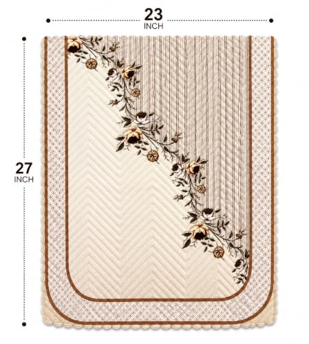 Image of Printed 7 Seater L-Shape Sofa Cover with Arm Covers, Quilted Texture, Sectional Couch Protector for Living Room-Pack of 15 (Beige)