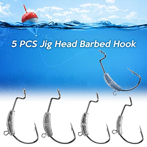 Yialia 5 PCS Cabeça Jig Gancho Farpado 1.5g 2.5g 3.5g 4g Aço Carbono Gancho de Pesca Equipamento de