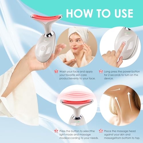 Image of Facial Massager Red-Light-Therapy-for-Face and Neck, Face ๐ฒ culpting Wand with 7 Color (Champagne)