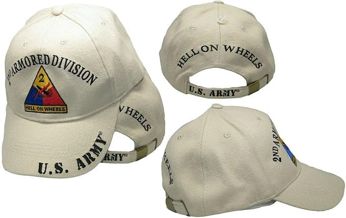 Flakita's Novelties United States 2nd Armored Division Hell on Wheels Shadow Khaki Cotton Adjustable Embroidered Cap Hat