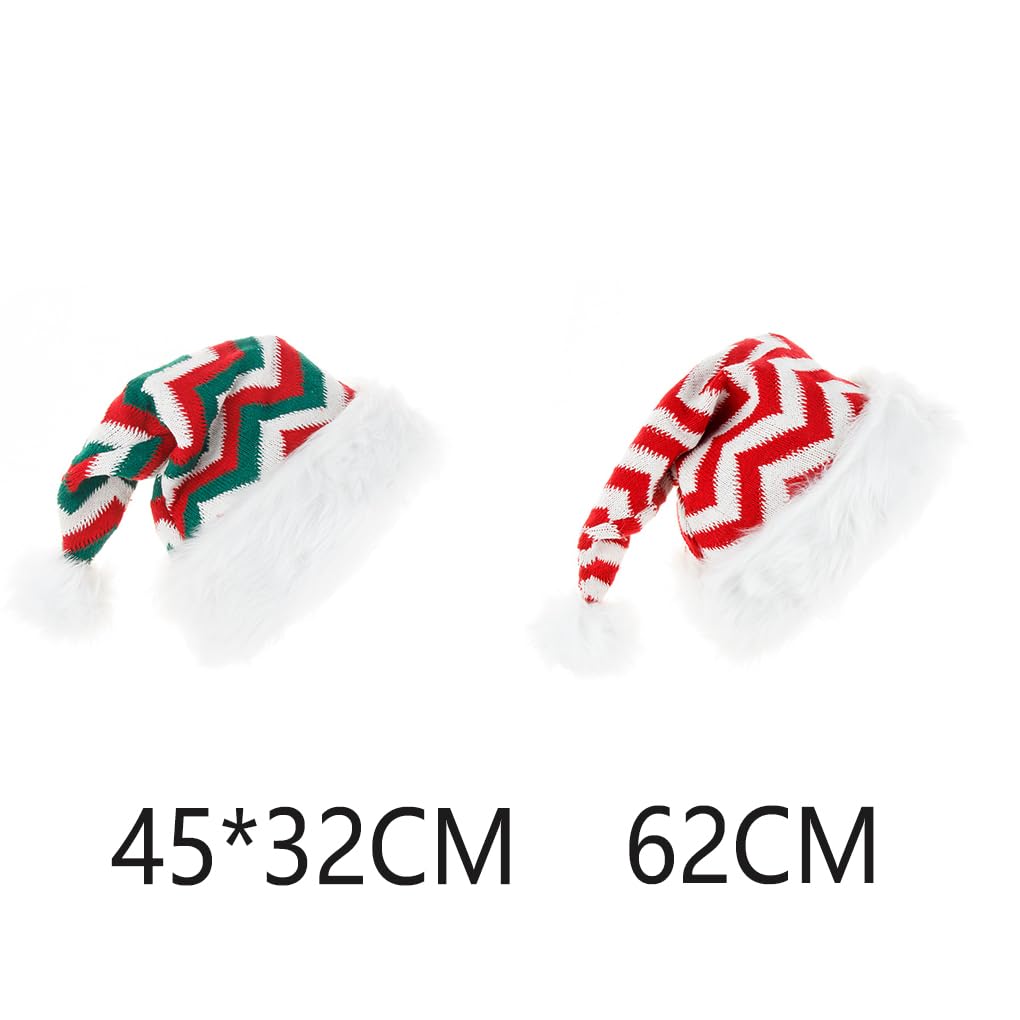 Gorras de Papá Noel, gorro de Navidad de invierno, transpirable, agradable a la piel, sombreros de Navidad a rayas, unisex, para adultos, rojo y verde