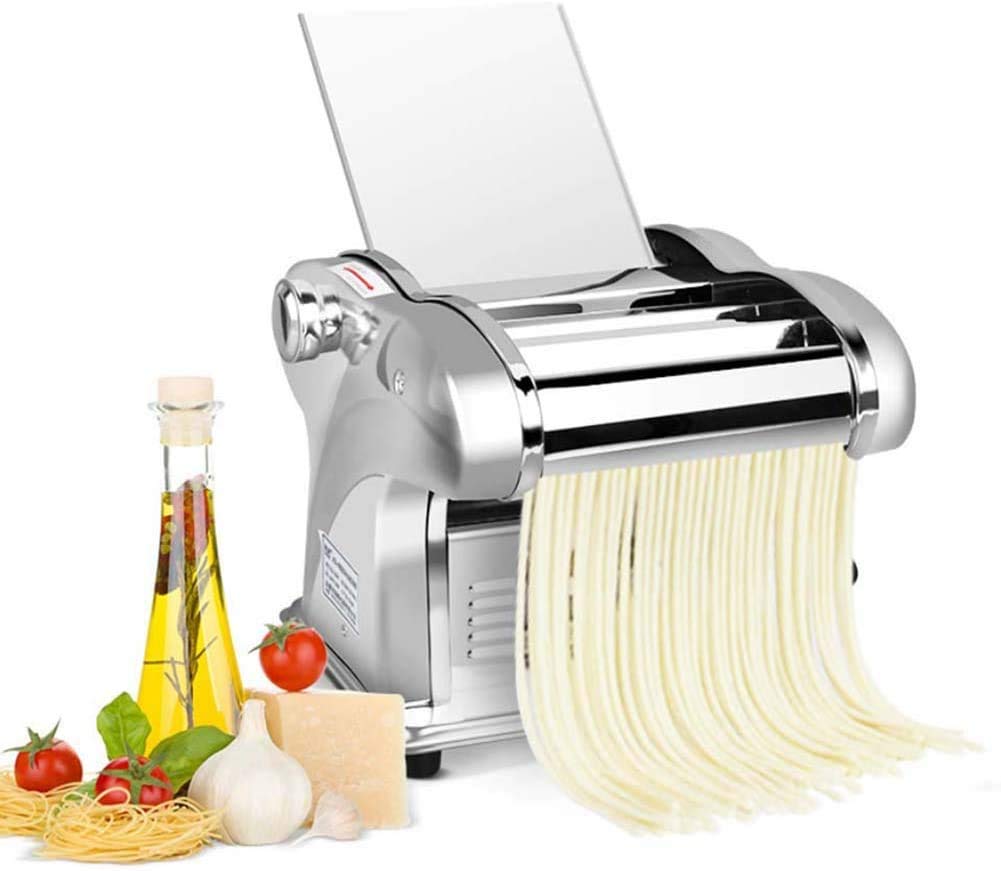 Sjdopulse Pasta Maker, 110V Electric Noodle Press Machine Spaghetti Pasta Maker Stainless Steel Dough Cutter Dumplings Roller Noodles, Household Spaghetti Pasta