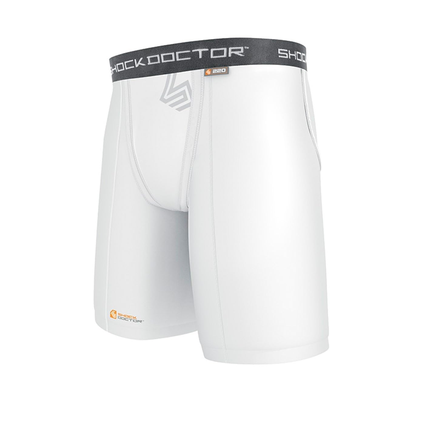 Shock Doctor 220 Compression Short with Cup Pocket, White - X-Large