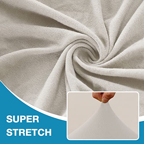 Flamingo P Stretch 4 Pieces Sofa Seat Cushion Covers L Shape Separate Cushion Couch Chaise Cover Elastic Furniture Protector For Both Left/Right Sectional Couch (3 Seater + 1 Chaise, Ivory) #TOP2