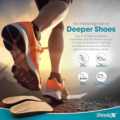 Image of Shoolex ArchFlex Pro 2-in-1 Arch Support & Height Increase Insoles - Adjustable Heel Lift Up to 1 inch, Plantar Fasciitis, Flat Feet, Achilles Tendonitis & Leg Length Discrepancy Relief, Men & Women