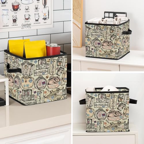 Boîte de rangement pliable en tissu cube avec poignées pour vêtements - 8