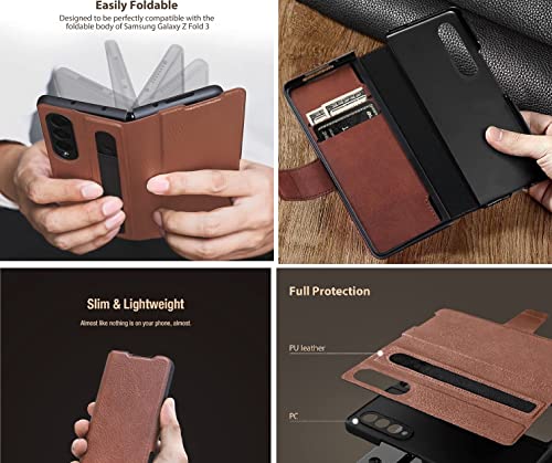 Image of WHITBULL Royal Leather Magnetic Flip case Compatible for Samsung Galaxy Z Fold 7 5G (Brown)