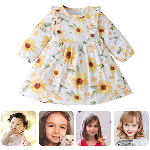 KESYOO Vestido de Girassol Feminino Vestido Floral de Manga Longa Vestido de BebÃª Feminino Flor de