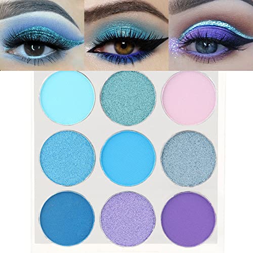 9 Colors Shimmer Matte Blue Eyeshadow Palette.highly Pigmented Light Blue Eyeshadow Dark Blue Eye Shadow Paleta.blendability Shiny Matte Blue Makeup Powder Palet.paleta De Sombras De Ojos Azul #TOP7