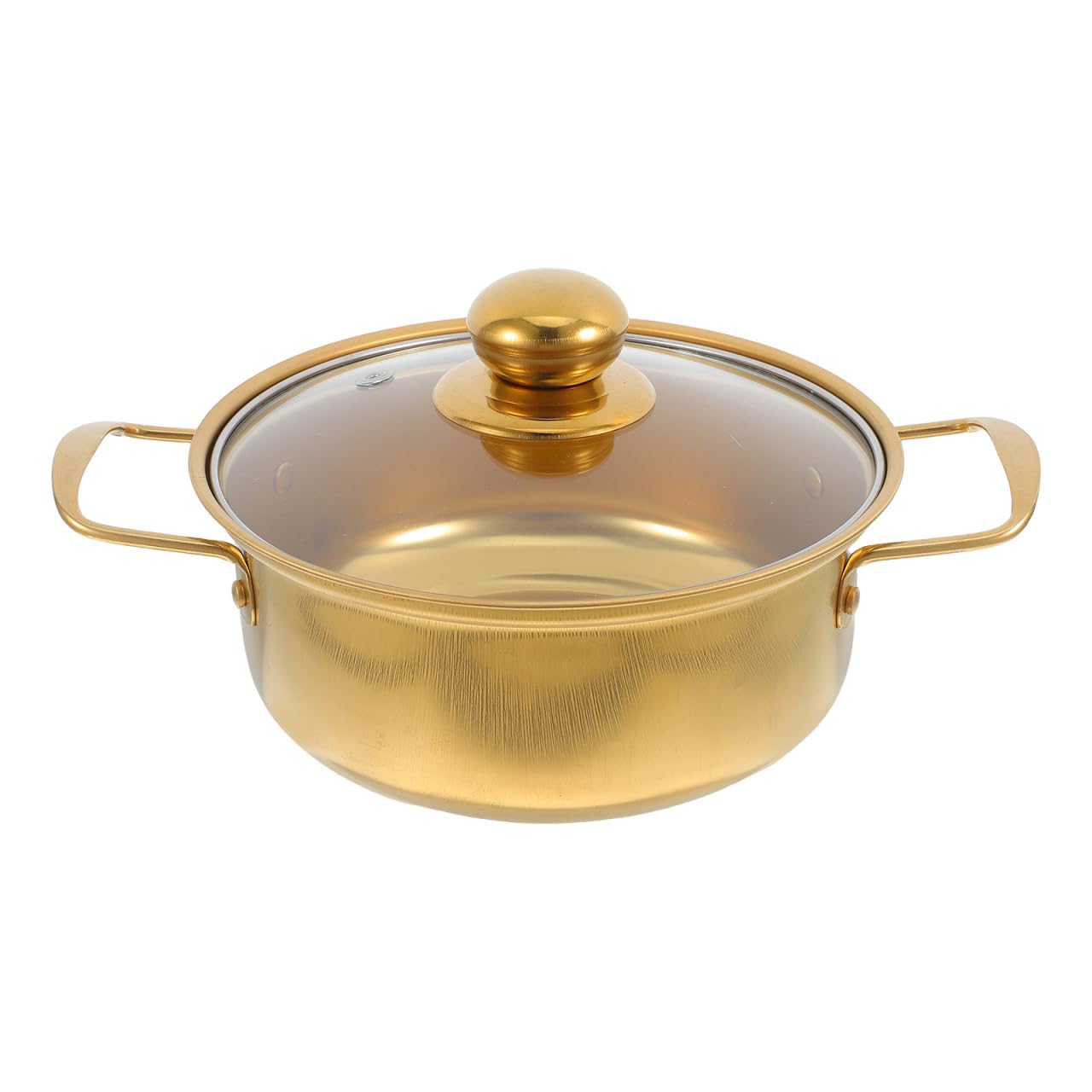 Luxshiny - Olla para sopa (acero inoxidable, con tapa de cristal, pequeña olla de doble asa, compatible con inducción rápida para fideos y sopas
