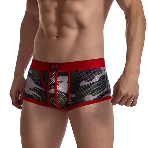 Jockmail 4Pcs/Pack Men's Boxer Briefs Mens Underwear Boxer Briefs With Men's Boxer Shorts Camouflage Underwear (As1, Alpha, Xx_L, Regular, Regular, White+Yellow+Red+Blue) #TOP4