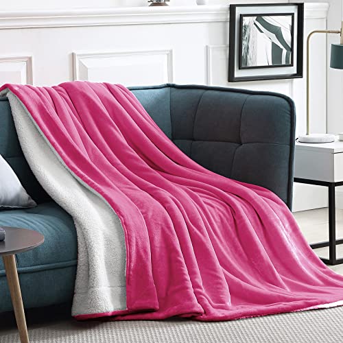 Walensee Sherpa Fleece Blanket (Throw Size 50”X60” Hot Pink) Plush Throw Fuzzy Super Soft Reversible Microfiber Flannel Blankets For Couch, Bed, Sofa Ultra Luxurious Warm And Cozy For All Seasons #TOP16