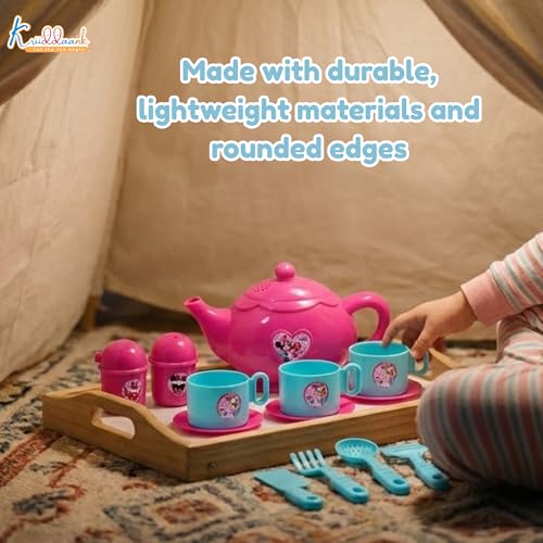 Image of Minnie Mouse 15-Piece Tea Party Set for Kids - Pretend Play Kitchen Toy with Electronic Kettle, Realistic Boiling Sounds & Lights - Safe, Non-Toxic Birthday Gift for Girls & Boys, Ages 3+