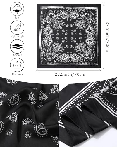 4PCS Satin Square Head Scarf 27.5” Satin Head Scarves for Women Hair Kerchief Bandanas Sleeping Head Wraps2