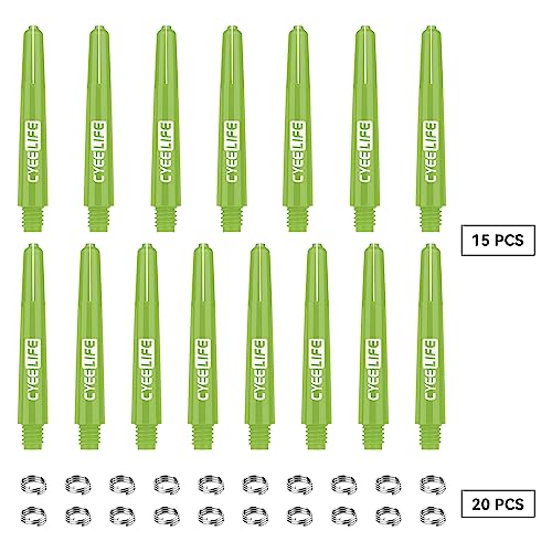 CyeeLife 15pcs Dart Shafts with 20pcs Metal o Rings,5 sets Plastic stems Green 35mm, S:35+5mm - Image 3