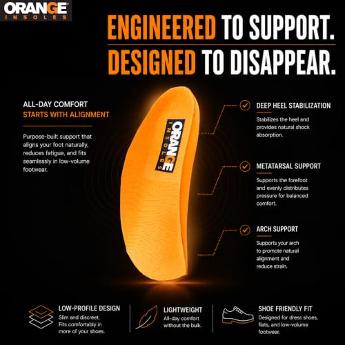 Image of Orange Light A 3 /4 Orthotic Insoles Fits Men's Shoe 3.5-5, Women's 5-6.5