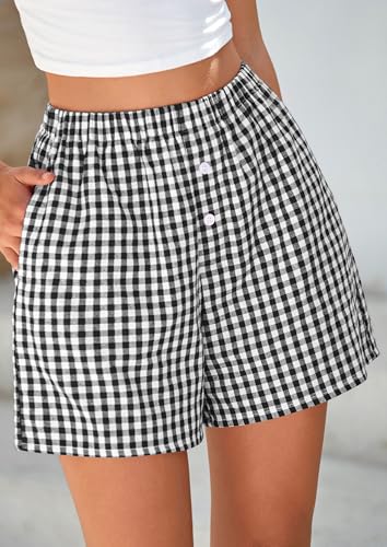 Image of PRETTYGARDEN Womens Summer Gingham Boxer Shorts