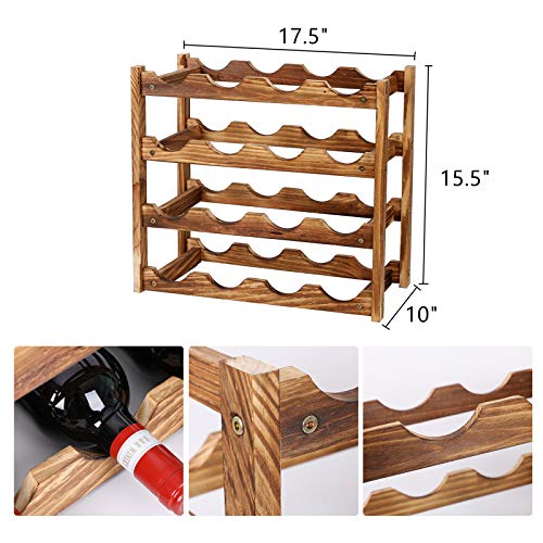 PENGKE Wine Rack,4 Tier 16 Bottle Capacity Storage Wood Wine Holder Freestanding Countertop Stand Display Shelves - Thumbnail 3