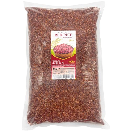 Fusion Select 5Lbs Red Rice - Premium Quality Red Rice - Non-GMO Long Grain Rice, Naturally Without Gluten - Non-Sticky Thai Rice Suitable For Rice Pilaf, Risotto, Congee, Protein Bowls