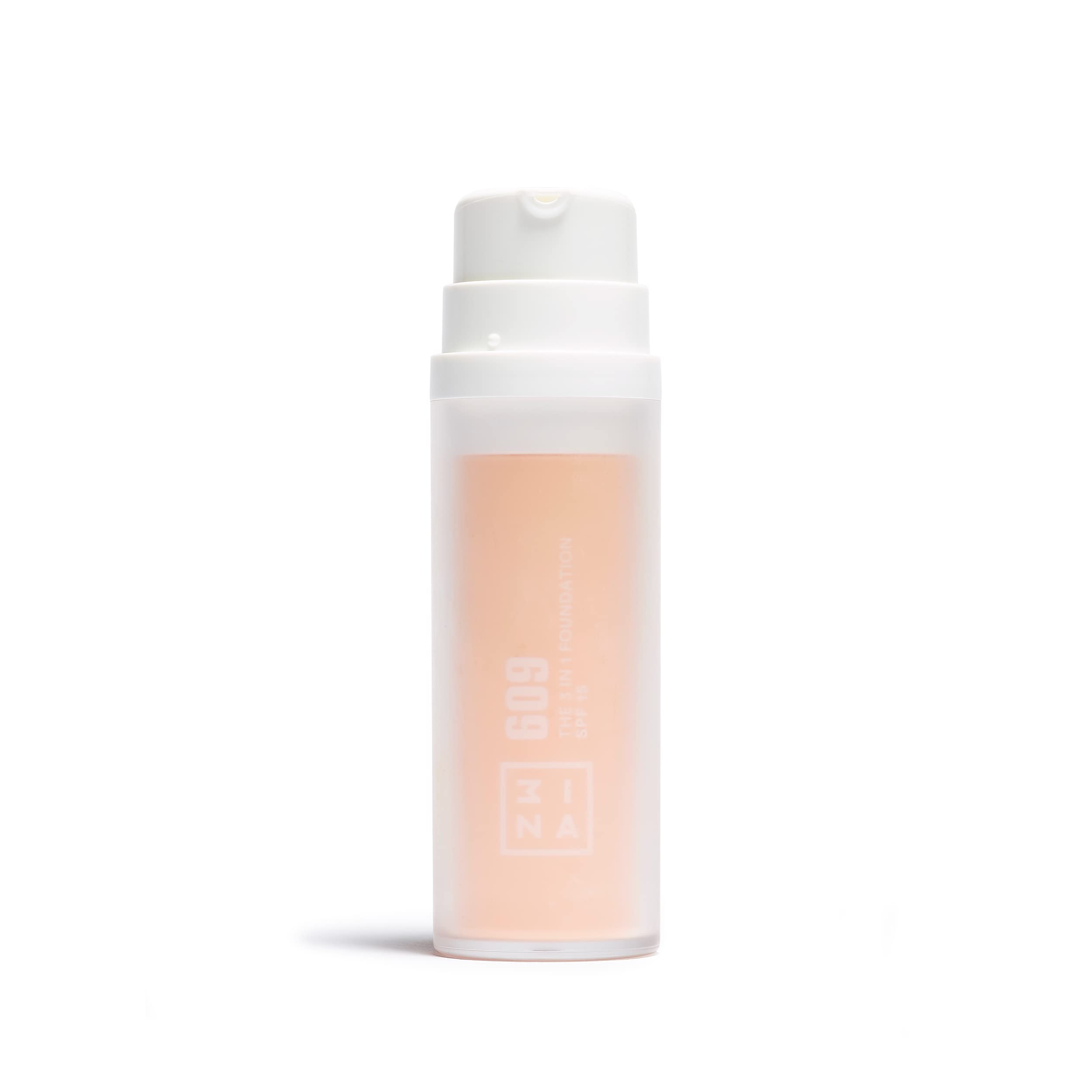 3INA MAKEUP - The 3 in 1 Foundation 609 - Base de Maquillaje Rosa claro con Subtono Rosa - Base 3 en 1 con Primer y Corrector - Base Maquillaje con SPF 15 y Vitamina C - Vegan - Cruelty Free
