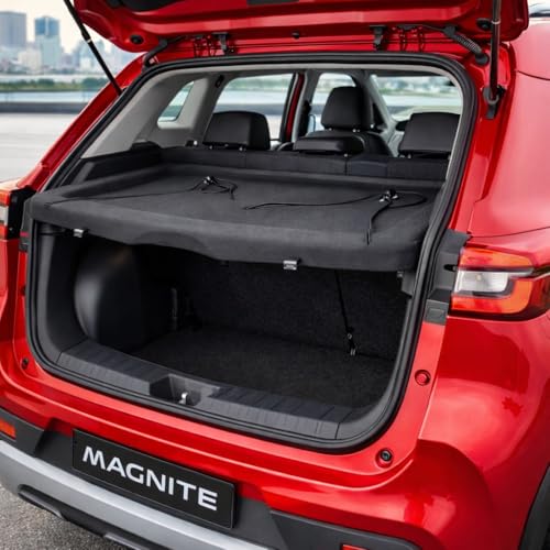 Image of Premium Parcel Tray for Nissan Magnite Rear Parcel Shelf Board with Fabric Top Surface Reinforced Molded Base Strong Load Bearing Easy DIY Installation Vehicle Specific Fit Black