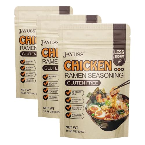 Image of JAYUSS Ramen Seasoning Less Sodium Chicken Instant Ramen Seasoning Powder 10.58 Oz Gluten Free, Non-Gmo, No MSG Premium Instant Noodle Soup Powder 300G (Pack of 3)