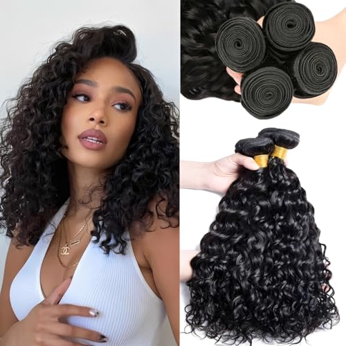 Fasuo Water Wave Human Hair 4 Bundles 18 20 22 24 Inch...