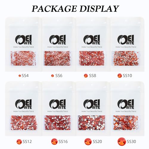 Image of Hyacinth Flatback Rhinestones, Glass Rhinestones for Nail Art and Craft, Glue Fix, Loose Crystal Gemstones(Orange, SS16, 1440pcs, 3.8-4.0mm)