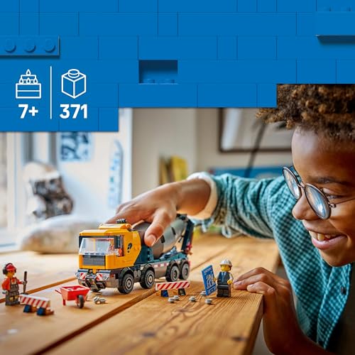 Image of LEGO City Cement Mixer - Big Construction Toy Truck with 3 Minifigures for Kids Ages 7+ - 60478