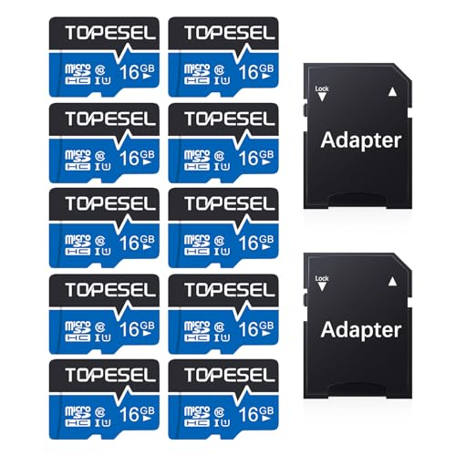 Image of TOPESEL 10 Pack 16GB Micro SD Card with Adapter SDHC UHS-I Flash Memory Card TF Card for Smartphone, Camera, Dash Cam(16GB 10Pack)