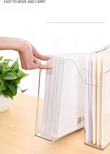 Miniatura 9 de ICCGBHGO Soporte para revistas, organizador vertical de plástico transparente para archivos, revistas, estante de almacenamiento para escritorio de
